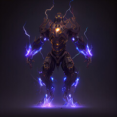 Obraz na płótnie Canvas Lightning robot warrior, AI Generative, AI, generative