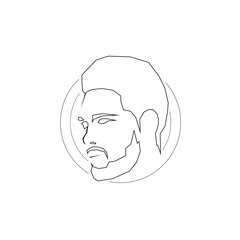Bearded male face line art logo