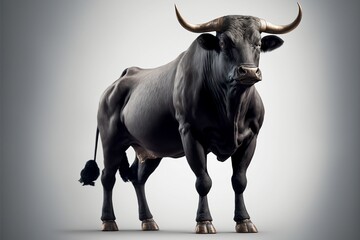 portrait of a bull in a stylish business, bull entrepreneur, business in the city, created by AI