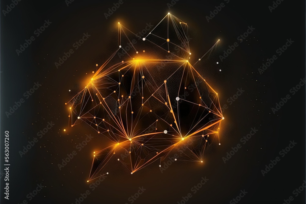 Aufkleber a glowing abstract object with a black background and yellow lights on it, with a black background a