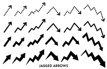 モノクロのギザギザ矢印セット