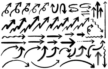 手描きのモノクロ矢印セット