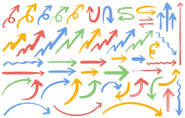 手描きのカラフル矢印セット
