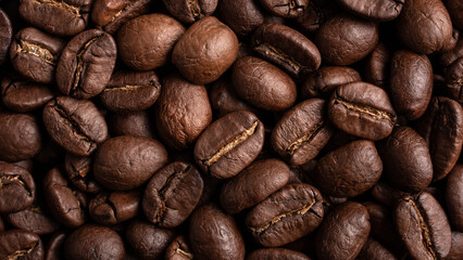 Background of roasted coffee beans for morning espresso