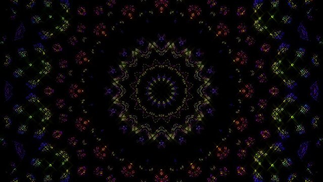 Abstract Kaleidoscope pattern with full colors. Magic mandala. 4k	