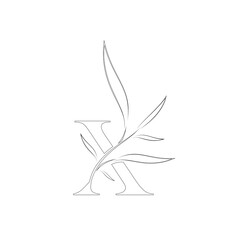 Aesthetic floral letter x line logo