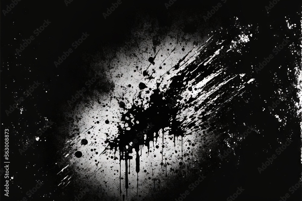 Aufkleber a black and white photo of a dark background with paint splatters on it and a black background with 