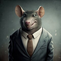  A photo rat wearing a suit, sometime portrayed as a bad politicians, generative ai - obrazy, fototapety, plakaty