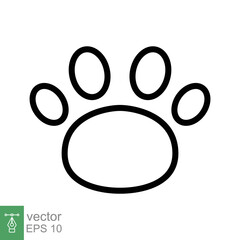 Paw print icon. Simple outline style. Footprint, black silhouette, dog, cat, pet, puppy, animal foot concept. Line vector illustration isolated on white background. EPS 10.