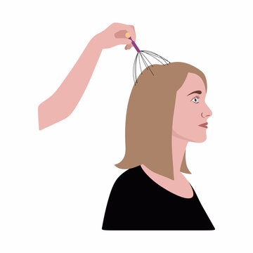 woman getting head massage with massager clip art preview
