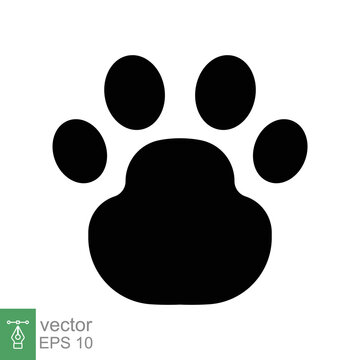 Paw print icon. Simple solid style. Footprint, black silhouette, dog, cat, pet, puppy, animal foot concept. Glyph vector illustration isolated on white background. EPS 10.