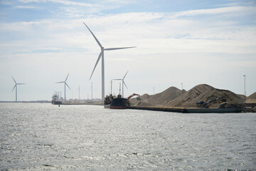 Windfarm and industrial port in Denmark