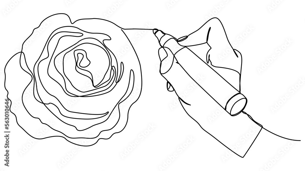 Aufkleber one continuous line of rose drawn with felt tip pen. thin line illustration vector concept. contour 