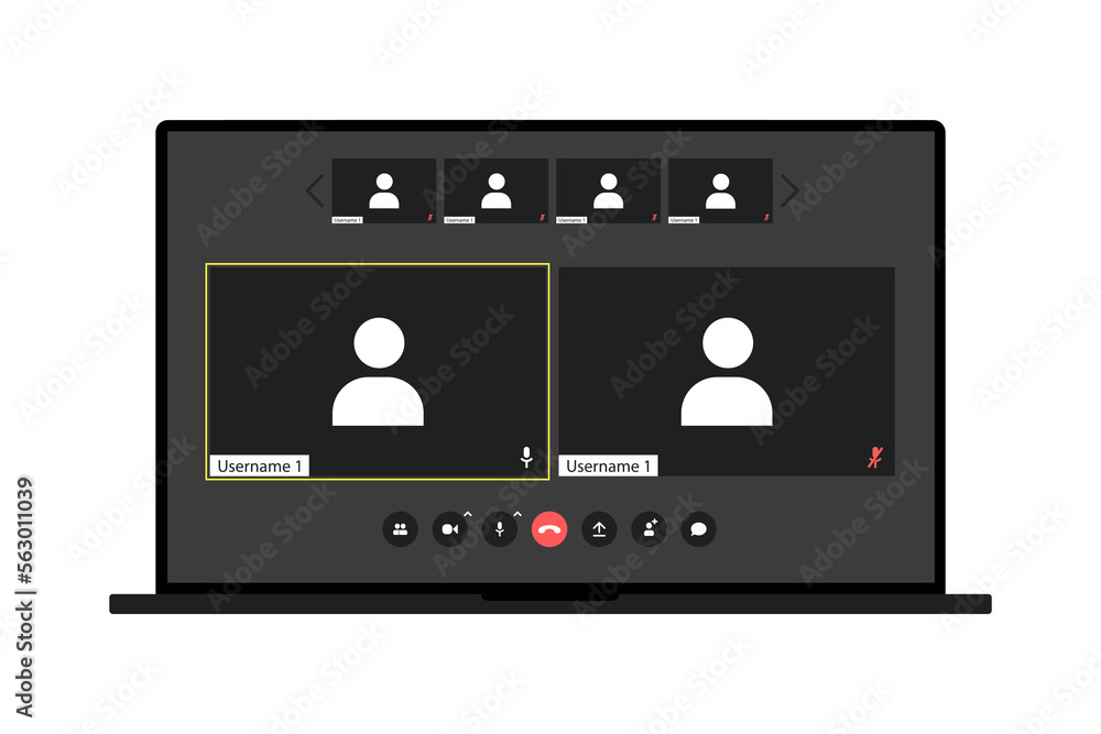 Poster ui ux template for video conferencing and meetings application on laptop