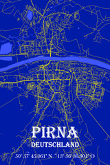 Nachtblaue moderne ästhetische Pirna Stadtkarte