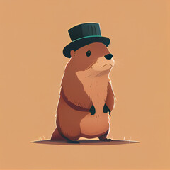 Punxsutawney Phil Groundhog with a hat