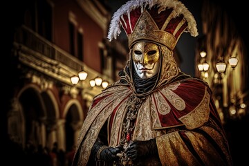 Fototapeta premium Mann in venezianischen Kostüm - ai generiert