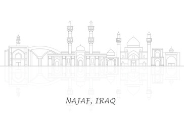 Fototapeta na wymiar Outline Skyline panorama of city of Najaf, Iraq - vector illustration