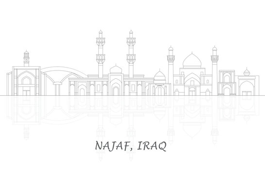 Outline Skyline panorama of city of Najaf, Iraq - vector illustration