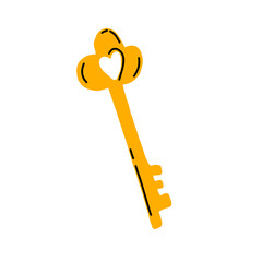 Golden heart key. Vector illustration of a love key.