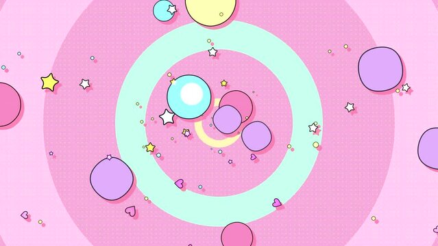 Looped colorful circles and rings motion graphics.