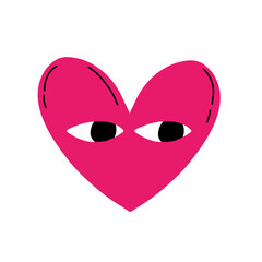 Vector illustration Hand drawn funky heart with eyes.