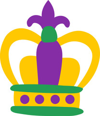 Mardi Gras carnival design element, flat style. Crown