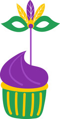Mardi Gras carnival design element, flat style. Cake.