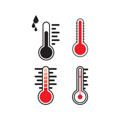 Thermometers icon with different zones. Vector image isolated on white background
