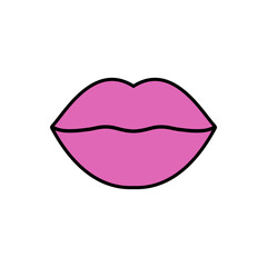 Lips illustration. Vector icon, symbol isolated on white. Cool sexy pink kisses. Cartoon sign for prints, comics, fashions, pop art, designs, stickers, decoration boards, and backgrounds.
