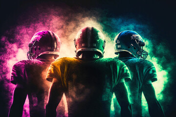 American football players. Colorful design. Generative ai.