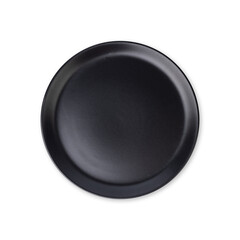 Black ceramic plate isolated over white background