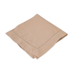 Folded brown tissue napkin isolated over white background