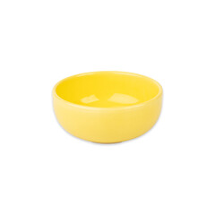 Yellow ceramic bowl isolated over white background