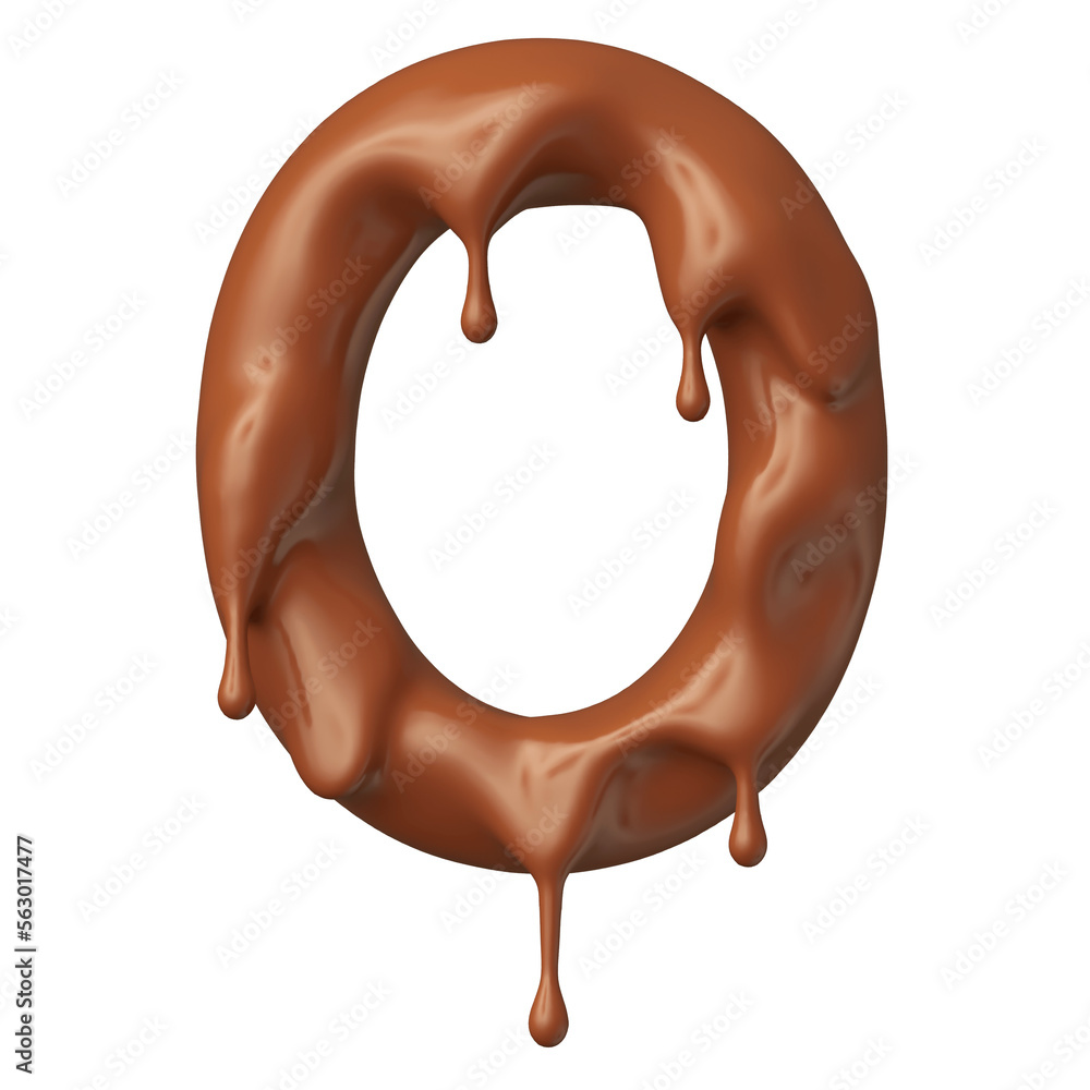 Wall mural chocolate letter o in realistic 3d render