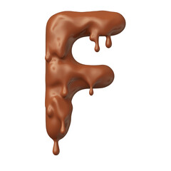 Chocolate letter F in realistic 3d render