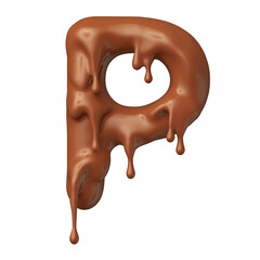 Chocolate letter P in realistic 3d render