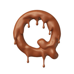 Chocolate letter Q in realistic 3d render