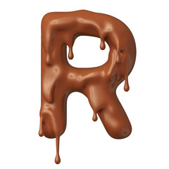 Chocolate letter R in realistic 3d render