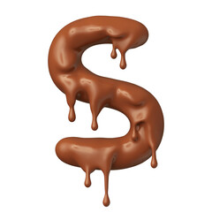 Chocolate letter S in realistic 3d render