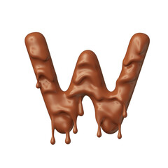 Chocolate letter W in realistic 3d render