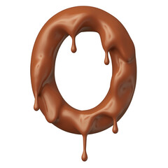 Chocolate letter O in realistic 3d render
