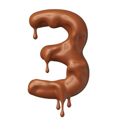 Chocolate number 3 in realistic 3d render