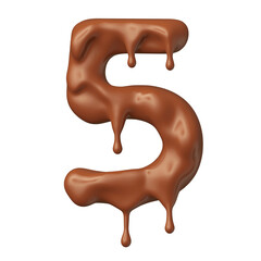 Chocolate number 5 in realistic 3d render