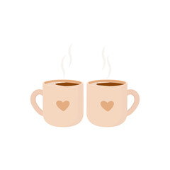 Valentines day cacao two cups with hearts 