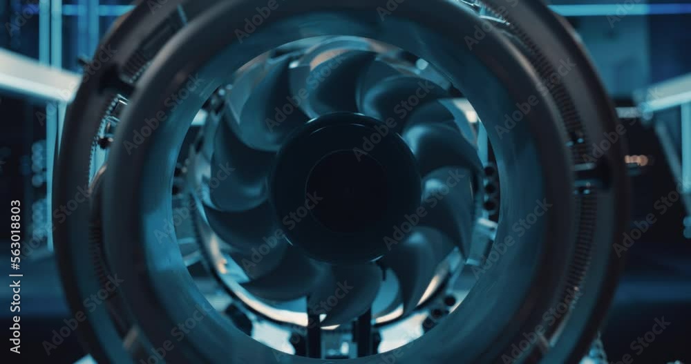 Aufkleber industrial high tech sustainable electric turbine motor in a factory workshop. tech facility with se