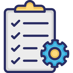 Obraz premium Checklist, cog Vector Icon Fully Editable
