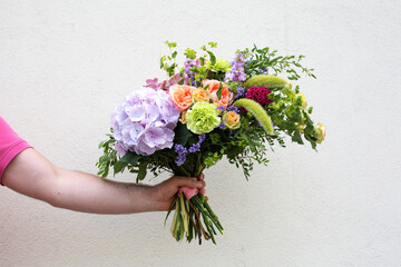 bouquet of flowers 
purple hydrangeas