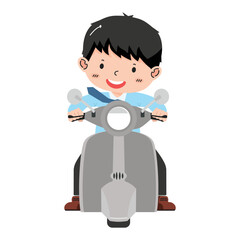 businessman driving front view motorbike