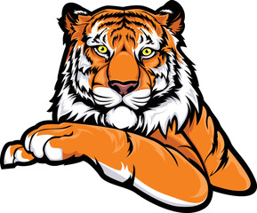  illustration vector graphic of tiger relaxed mascot good for logo sport ,t-shirt ,logo